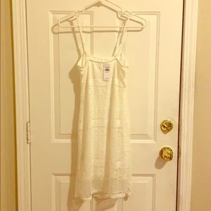 White embroidered mid-thigh dress